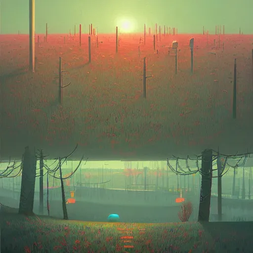 Prompt: the upside down world by simon stalenhag