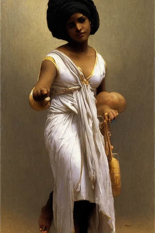 Image similar to black woman in an egyptian costume, painting by william adolphe bouguereau