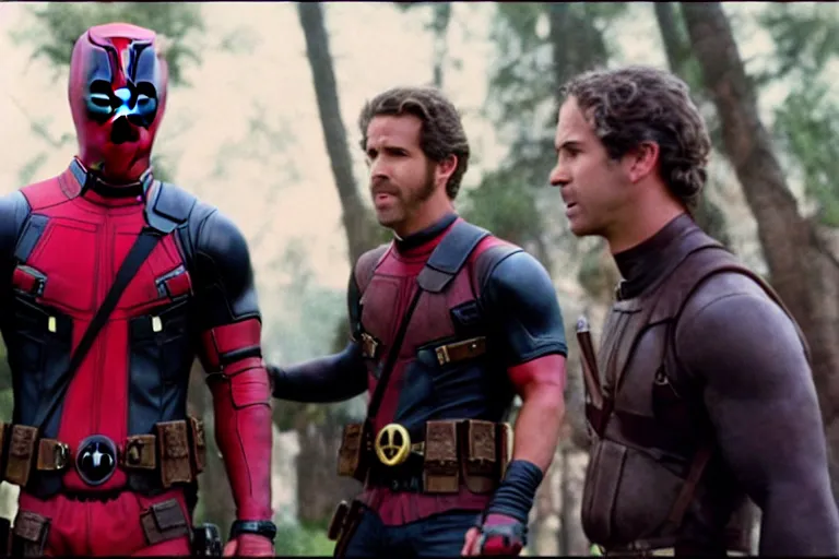 Image similar to ryan reynolds as deadpool playing wesley in the princess bride ( 1 9 8 7 ), cinematography 4 k