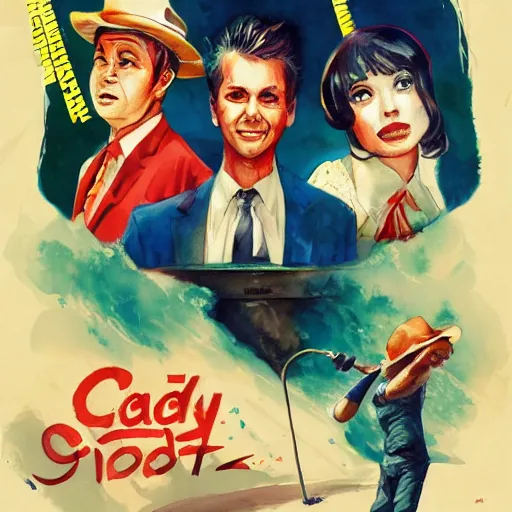 Image similar to vintage movie poster art for caddyshack by trending pixiv fanbox, watercolor, style of makoto akihiko yoshida ross tran stephen bliss yoshiyuki and agnes cecile 4 k concept art