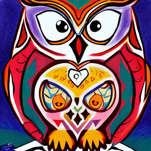 Prompt: owl haida art