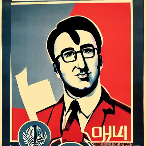 Prompt: Soviet propaganda poster depicting John Oliver