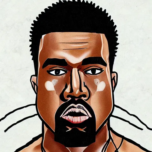 Prompt: kanye west drawn in the style of my hero academia