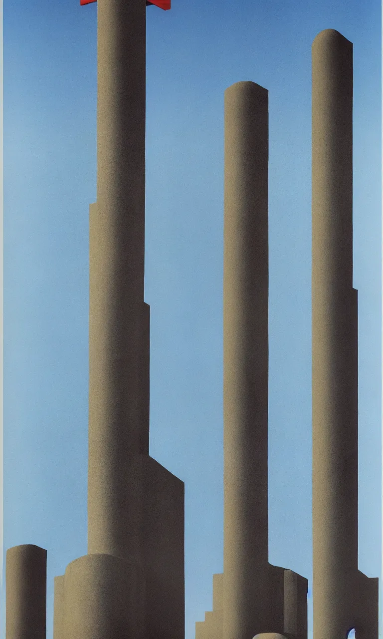 Image similar to surreal greek doric column brutalist spomenik structure, Bauhaus Poster by Richard Corben by René Magritte, surrealism