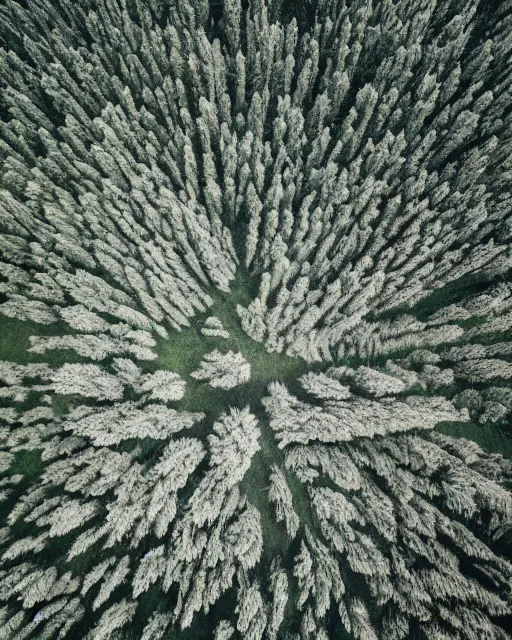 Image similar to alpine landscape, made of intricate decorative lace leaf skeleton, shot from a drone, in the style of the dutch masters and gregory crewdson, dark and moody