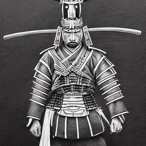 Image similar to beautiful samurai made with african ball point pen