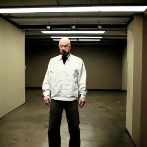 Prompt: walter white in backrooms