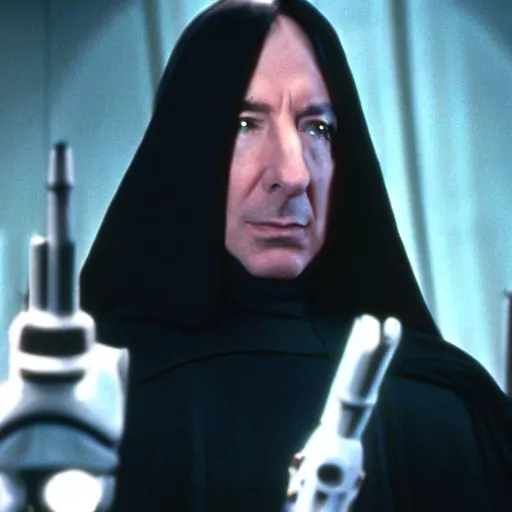 Image similar to movie still of alan rickman as emporer palpatine star wars ( 1 9 7 7 )