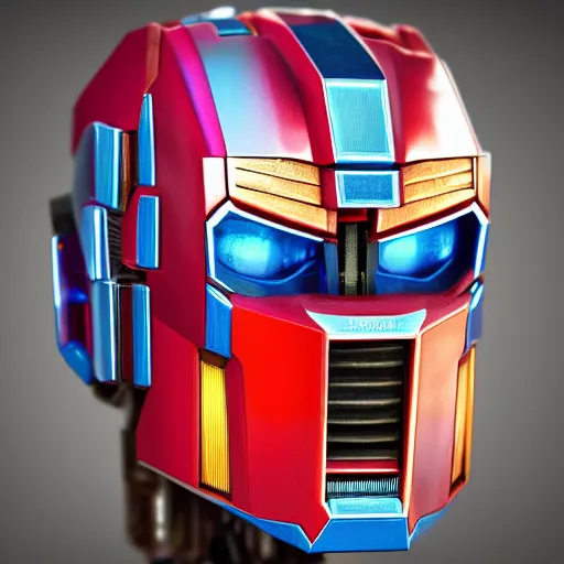 Prompt: Optimus Prime face, chromatic material, translucent, high details, 8k, sharp, realistic