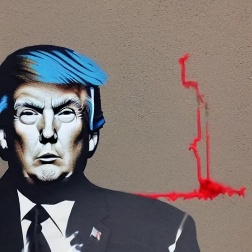 Image similar to donald trump by banksy, wall art, banksy,