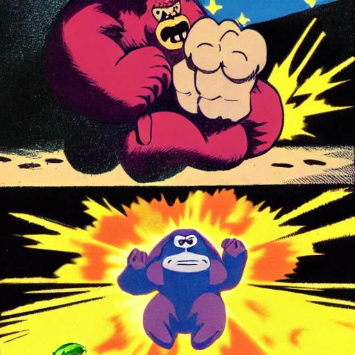 Image similar to king kong body slams kirby