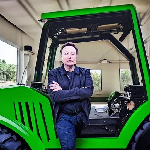 Image similar to elon musk in a john deere