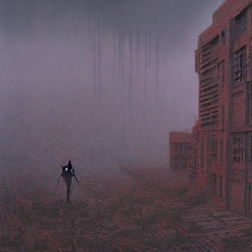 Prompt: a detailed matte painting of a Ghostbuster by Zdzislaw Beksinski