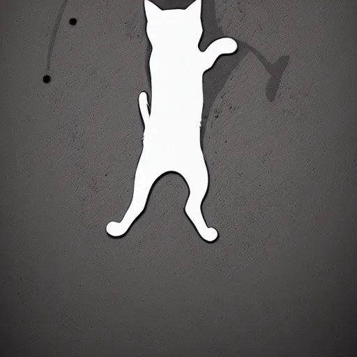 Image similar to tattoo design, stencil, a cat jumping in the air with a sword above it