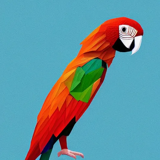 Image similar to a geometric, low poly parrot by mark li, digital art