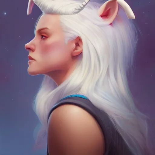 Prompt: a girl with lush white hair and a unicorn horn on head, portrait, rim light, vintage, highly detailed, oil painting, digital illustration, concept art, smooth, sharp focus, pleasing aesthetics, josan gonzalez, ralph mcquarrie