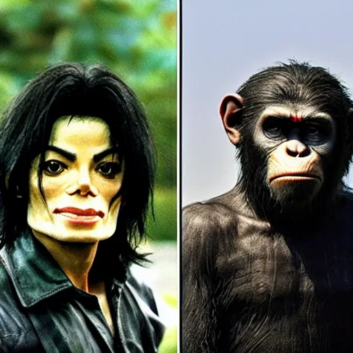 Image similar to planet of the apes michael jackson