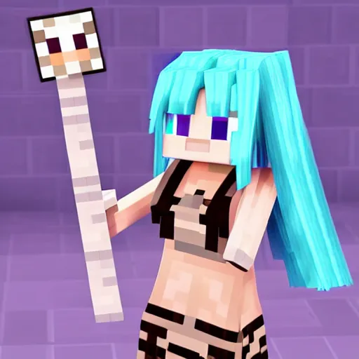 Prompt: Minecraft Skin of Hatsune miku