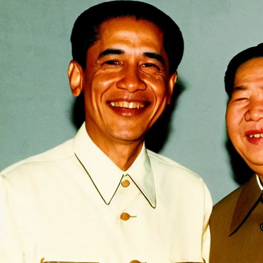 Image similar to photo of obama and mao zedong smiling together