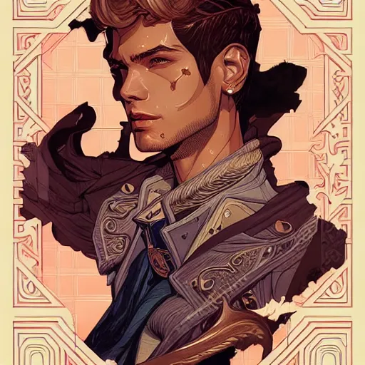 Image similar to concept art design illustration, intricate background acotar, 1 6 colors, logo, ink drawing, art by jc leyendecker and sachin teng