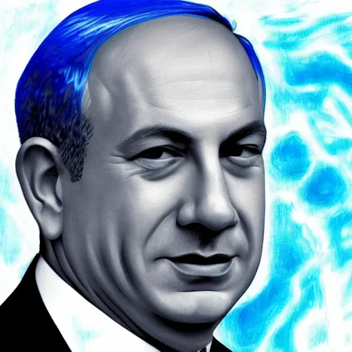 Image similar to portrait of benjamin netanyahu as a pokemon, wings, blue, water