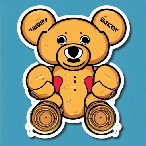 Prompt: Skater teddy bear, sticker, highly detailed, colorful, illustration, drama, smooth and clean vector curves, no jagged lines, vector art, smooth