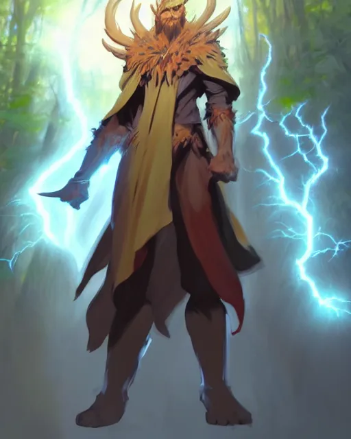 Image similar to greg manchess character concept art of a powerful druid summoning lightning, forest background | | anime anime anime, costume concept design, cute - fine - face, realistic shaded perfect face, fine details by stanley artgerm lau, wlop, rossdraws, james jean, andrei riabovitchev, and sakimichan, trending on artstation