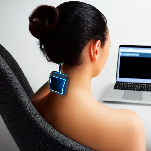 Image similar to usb cable plugged in, back of head, woman, computer