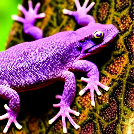Prompt: stern purple gecko, realistic, cinematic