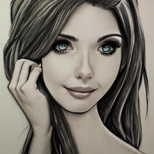 Image similar to amouranth pencil art, highly detailed