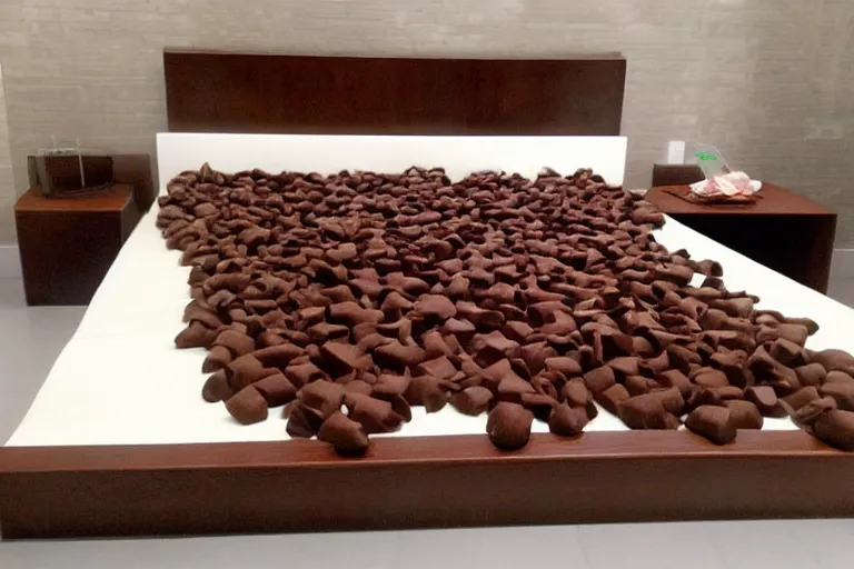 Image similar to a bed made of chocolate