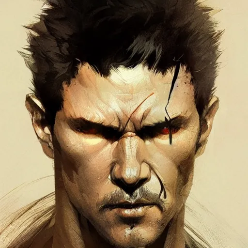 Image similar to portrait of Guts, dramatic lighting, illustration by Greg rutkowski, yoji shinkawa, 4k, digital art, concept art, trending on artstation