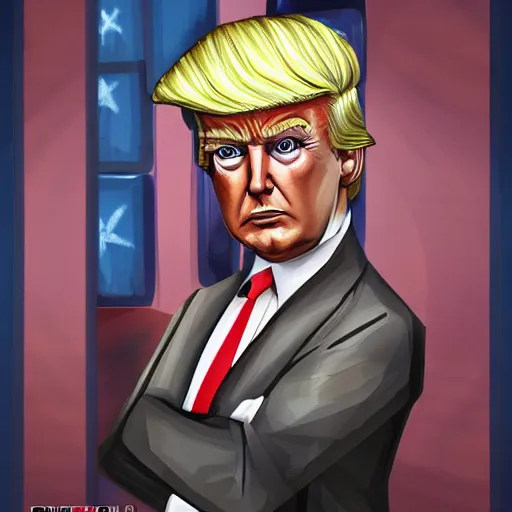 Image similar to donald trump drag queen, RPG portrait, dynamic lighting, fantasy art, High contrast, depth of field