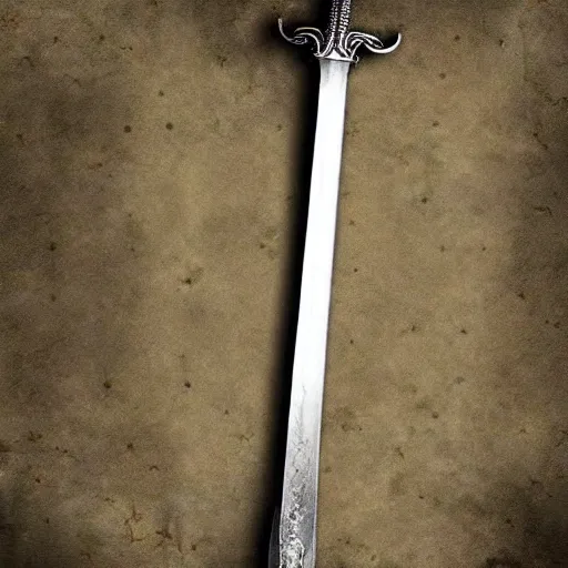 Image similar to a sword too big to be called a sword, too heavy, too large, too rough, it is more like a hunk of iron