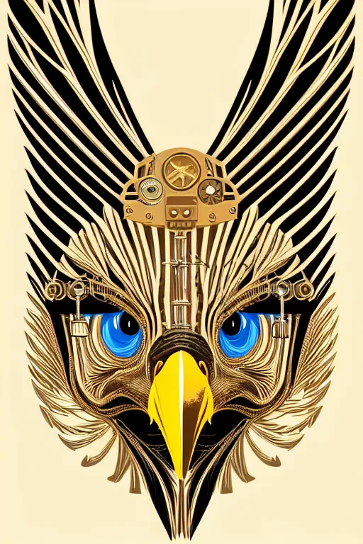 Image similar to Portrait of eagle, steampunk, gold, colorful, illustration, highly detailed, simple, smooth and clean vector curves, no jagged lines, vector art , smooth