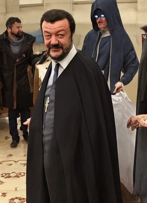 Prompt: matteo salvini as emperor palpatine, detailed