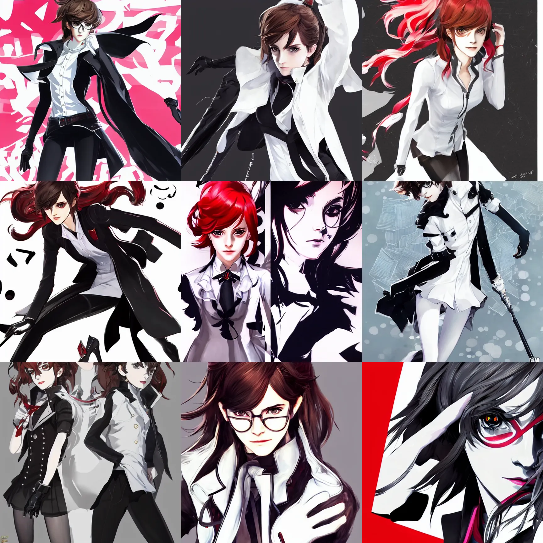 Image similar to concept art of emma watson as a persona 5 character, white background, 4k character illustration by shigenori soejima and masayoshi suto