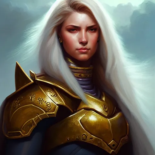 Prompt: a _ fantasy _ style _ portrait _ painting _ of _ female paladin _ oil _ painting _ unreal _ 5 _ daz. _ rpg _ portrait _ extremely _ detailed _ artgerm _ greg _ rutkowski _ greg