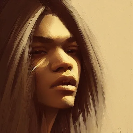 Image similar to “ portrait of zendaya by greg rutkowski, young, attractive, highly detailed portrait, scifi, digital painting, artstation, concept art, smooth, sharp foccus ilustration, artstation hq ”