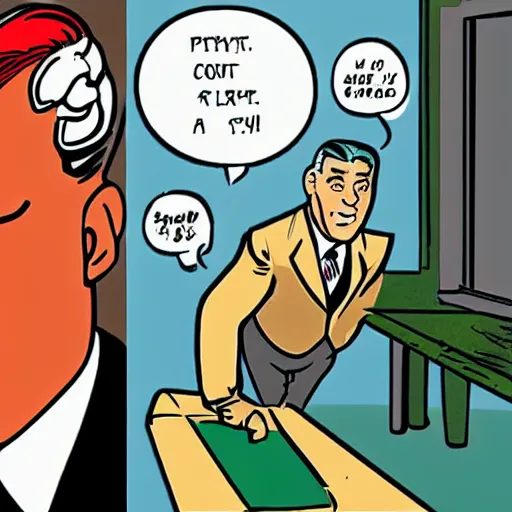 Prompt: A comic panel with Cary Grant in the style of Hergé
