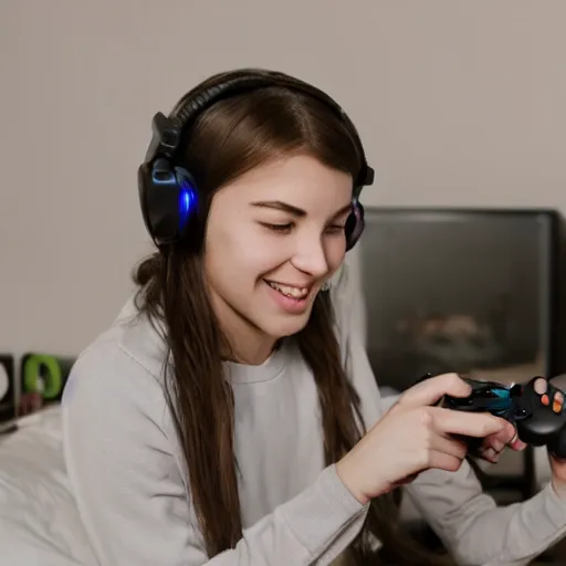 Image similar to gamer girl playing video games