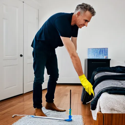 Prompt: jordan peterson cleaning his room, 85mm f/1.3