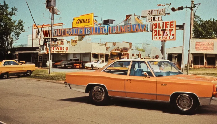 Prompt: 7 0 s film still about places in the southern united states, kodachrome, cinecolor, cinestill, film grain, film texture, retro, cinematic, high resolution, photorealism,