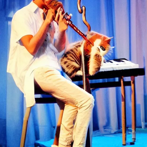 Prompt: cat performing careless whisper