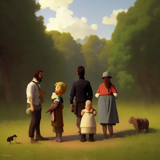 Image similar to goro fujita ilustration a family gathering in the country, characterized by william adolphe bouguereau, character art, sharp focus, highly detailed, artstation