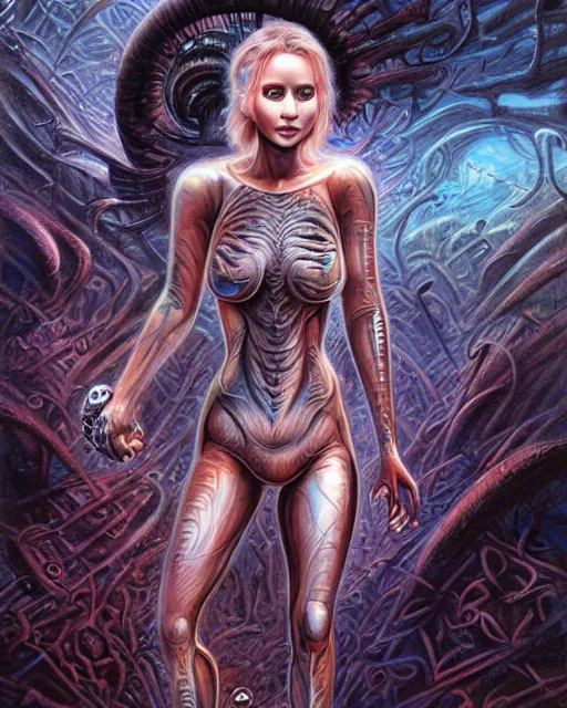 Image similar to cyborg daemonhost jennifer lawrence, by antonio j. manzanedo, giger, alex grey, android jones, wayne barlowe, philippe druillet, raymond swanland, cyril rolando, josephine wall, harumi hironaka, trending on artstation