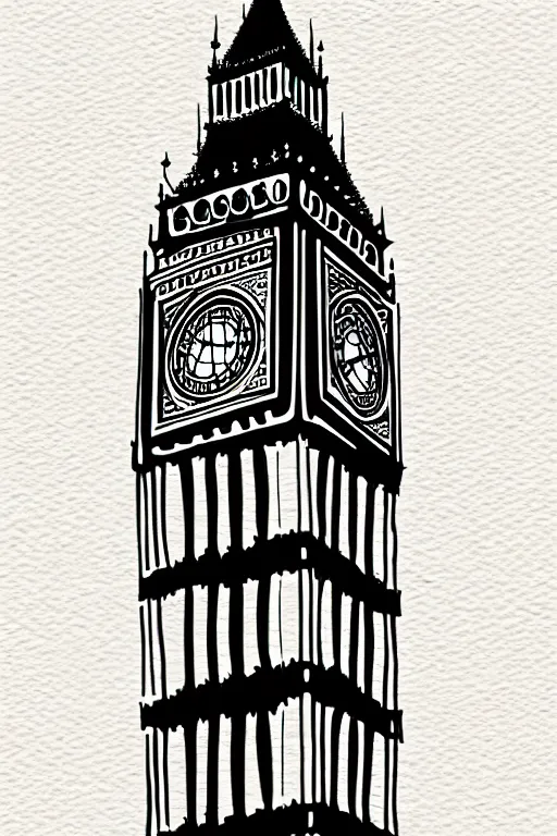 Image similar to minimalist watercolor art of big ben, illustration, vector art