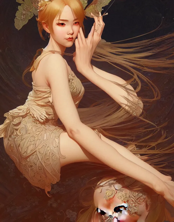 Image similar to portrait of ichigo, intricate, elegant, highly detailed, digital painting, artstation, concept art, smooth, sharp focus, illustration, art by artgerm, greg rutkowski, alphonse mucha, uang guangjian, gil elvgren, sachin teng, symmetry!!