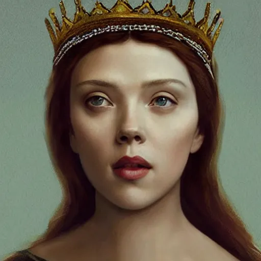 Image similar to renaissance painting scarlett johannson wearing a crown, detailed, artstation, trending, detailed