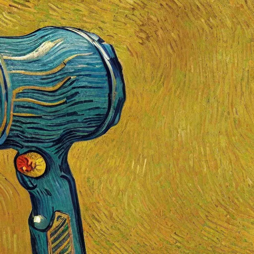 Image similar to a hair dryer painted by van gogh